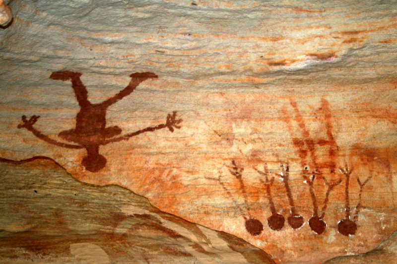 Aboriginal Art - drwing of people upside down means bad spirit