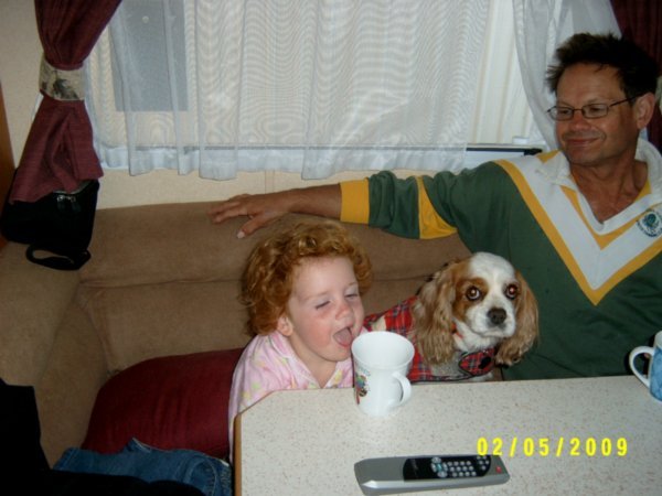  Maddy having a cup of tea with Pop & Annie