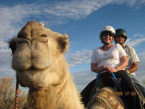 245  1-7-09  Us & Jack on the Camel Ride at Sunset Uluru