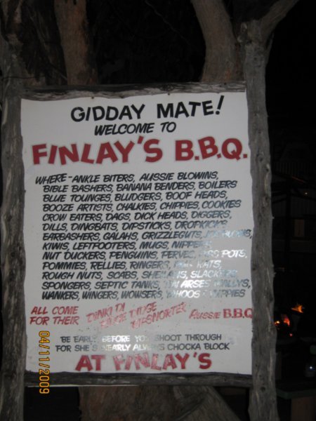 64      4-11-09   The Welcome sign at Finlay's Resturant Kalbarri