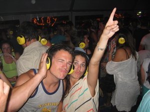 Vince and Kate rocking out the silent disco