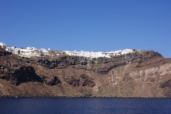 From the ocean looking up at Thira - Santorini