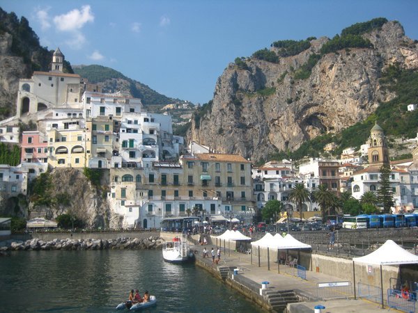 The view from our boat heading out from Amalfi