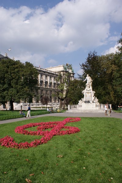 Mozart statue and tribute at the palace grounds