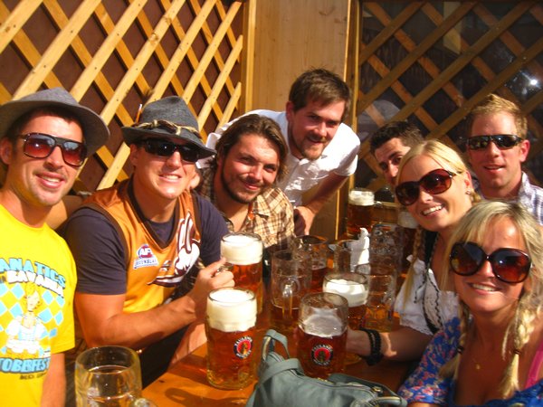 Sunny day at Oktoberfest with the group