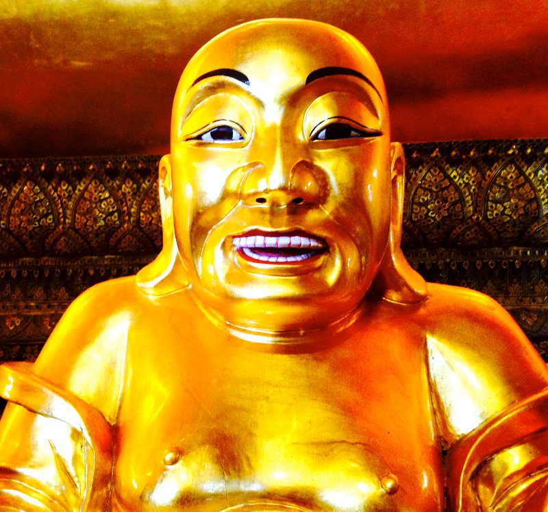 Happy (or freaky depending how you look at it) little Gold Buddha in Wat Pho