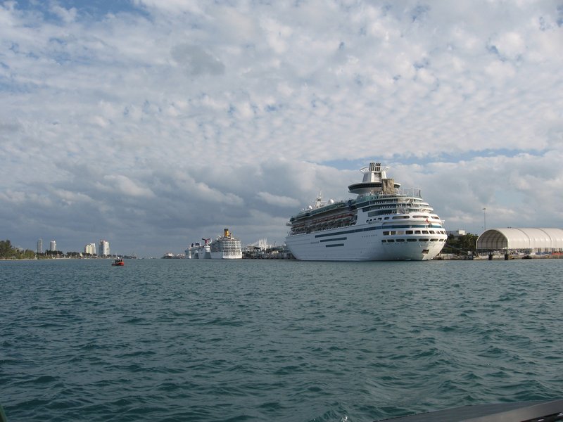 Line of cruise ships in Miami