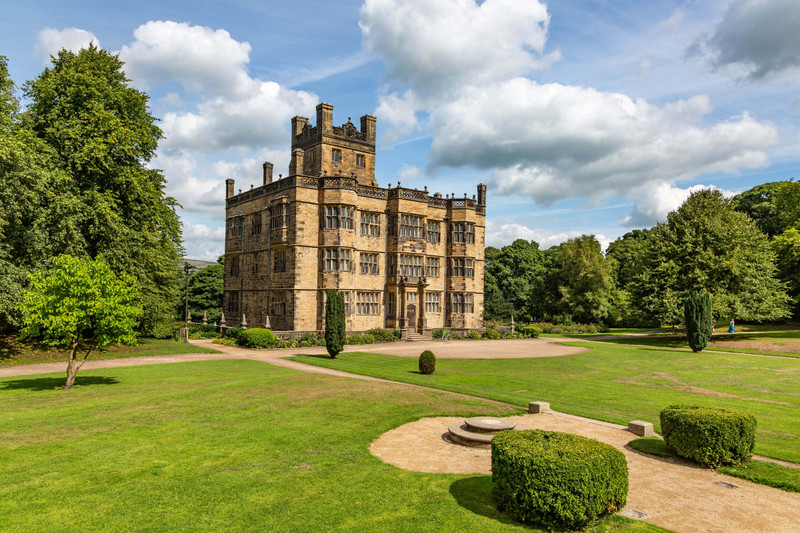 Gawthorpe Hall with topiary in foreground