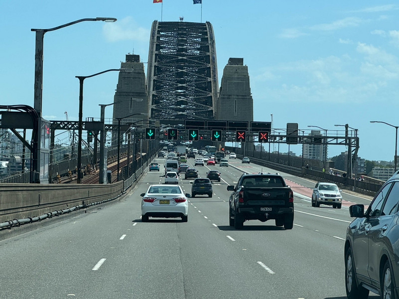 Driving across the Sydney Harbour Bridge