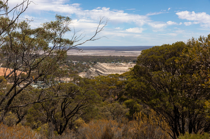View from Beacon Lookout towards the Norseman Gold Project slag heap