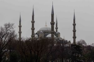 Blue Mosque in snow