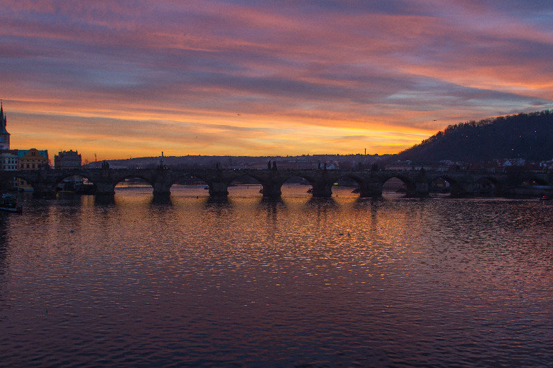 Charles Bridge at sunset