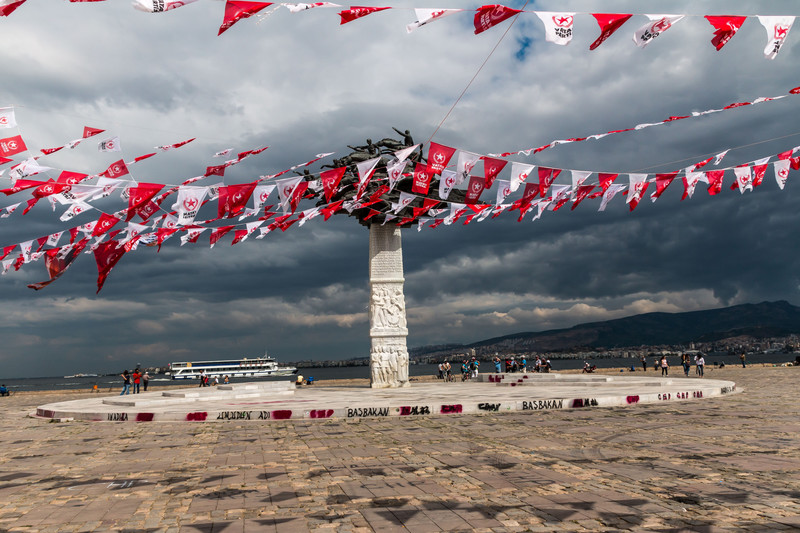 Gündogdu Square covered in election bunting