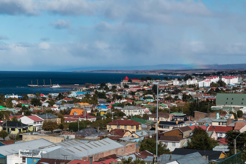 Looking over Punta Arenas to the Straits of Magellan