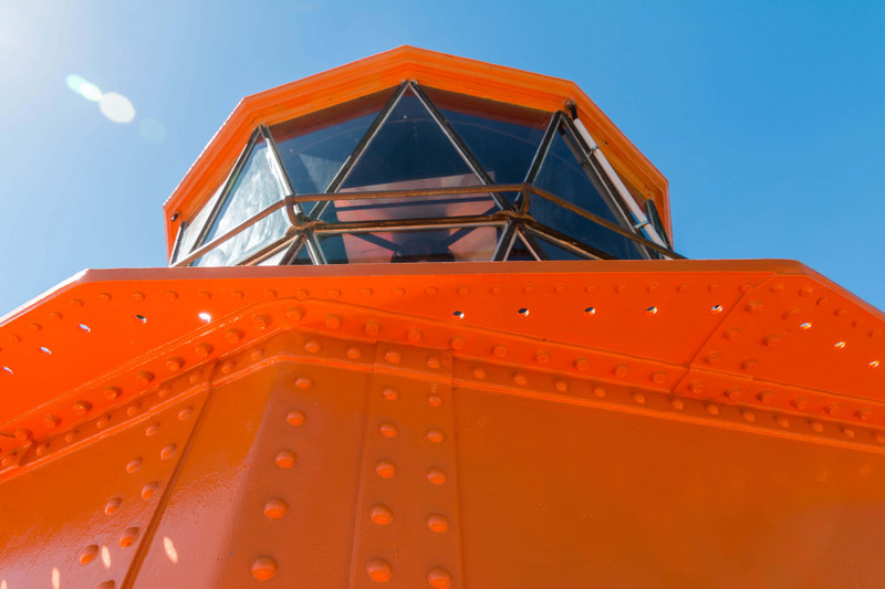 Extreme close-up of the lighthouse light