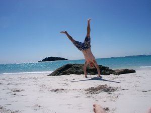 acrobatics on Whitehaven beach