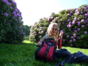 relaxing among rhododendrons in the royal gardens