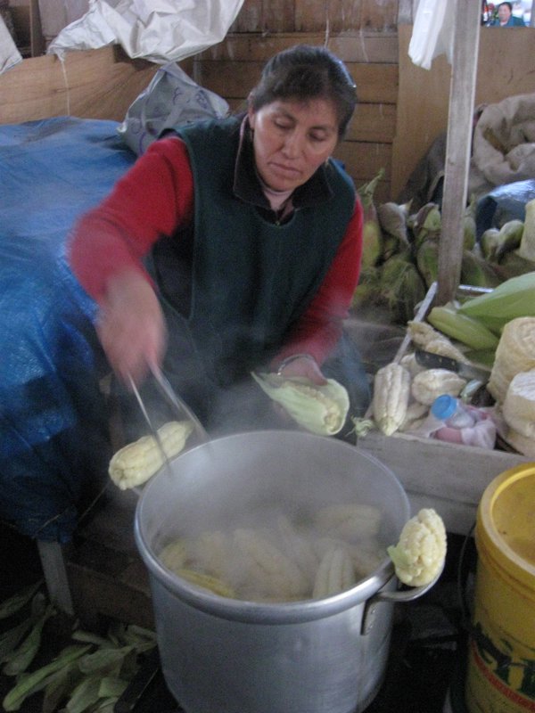 Woman selling choclo
