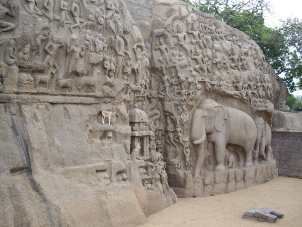 Elephant carving in stone
