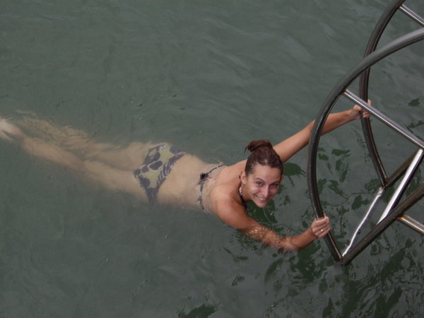Me swimming in the Jellyfish waters of Halong bay