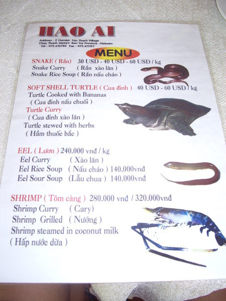 Menu at lunch cafe