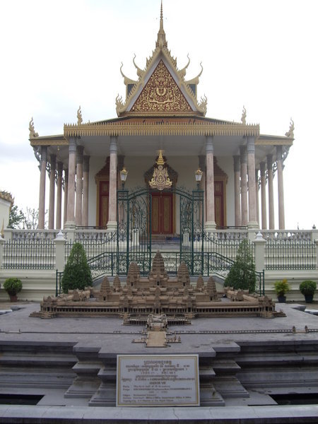 Temple with miniature of Angkor Wat in front 