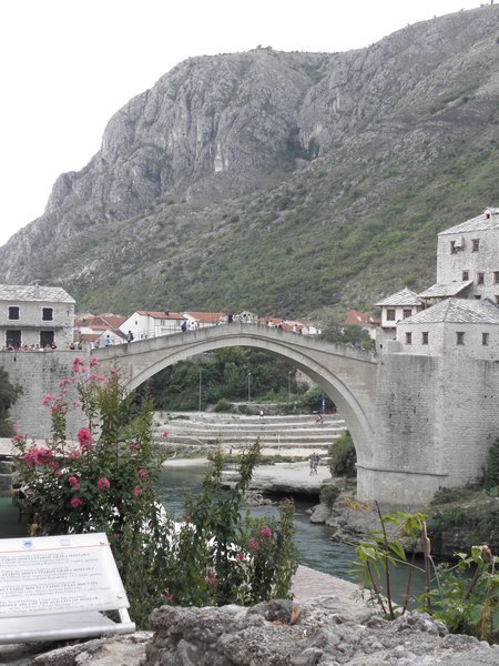View of the Old Bridge, the main attraction in Mostar