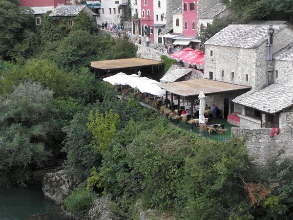 View of the restaurant we ate at from the Old Bridge