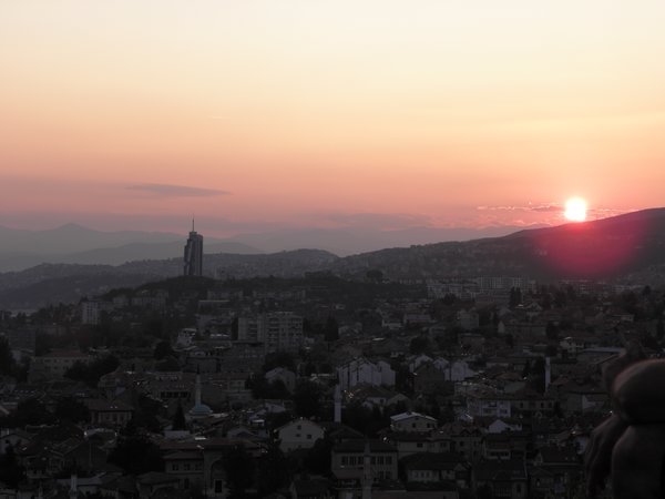 View of Sarajevo at dusk
