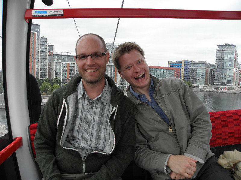 Laughing on the cable car to nowhere