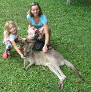 Petting a kangaroo, Australia Zoo