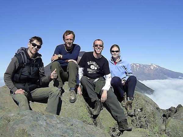 Stephan, Iwan and Kirsty join me at the summit on Mt Tongariro