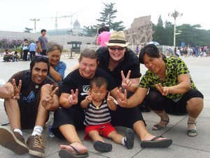 Us with randoms who wanted a photo in Tiananmen Sq.