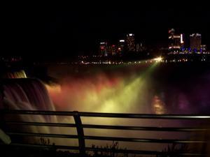 Canada beaming rainbow colors on the falls