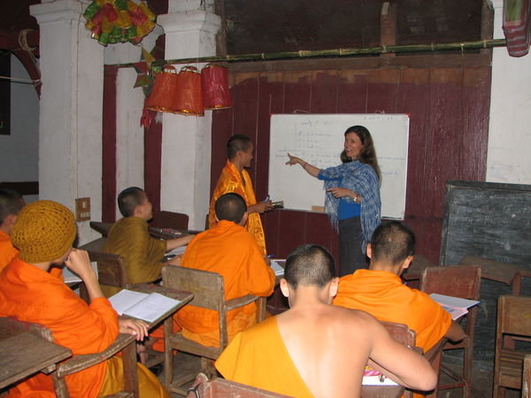 Teaching English to monks in Laos