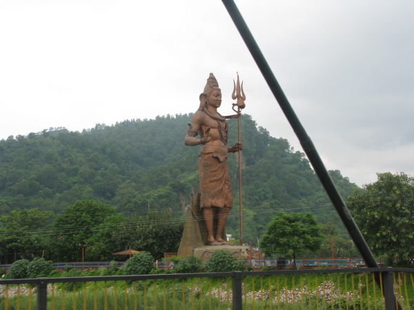 Huge Hindu god at town entry