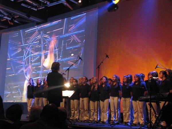 Kids singing at opening of IDF