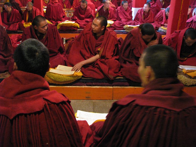 Prayer time at Ganden Monastery