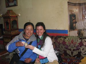 Yak butter tea with my friend