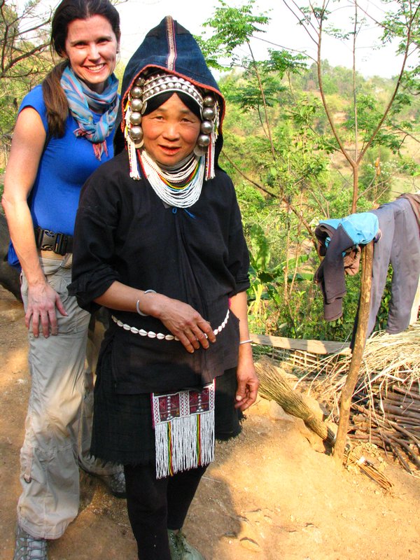 With Akha Woman in traditional costume