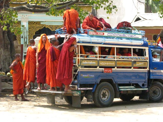 Transport, Burmese way: Monks galore