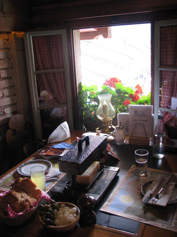 Gruyeres, same table and window at the Chalet
