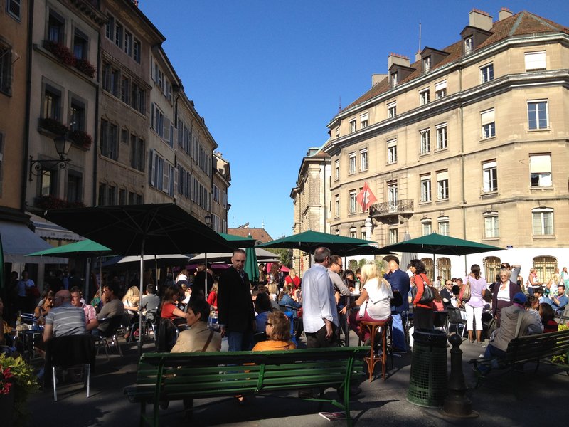 Outdoor scene at Geneva's Old Town