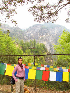 By prayer flags.