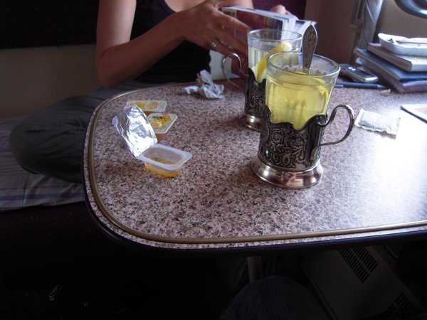 Lemon and honey tea on the train