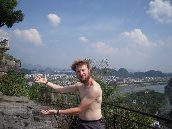 Climbing a karst mountain in Guilin