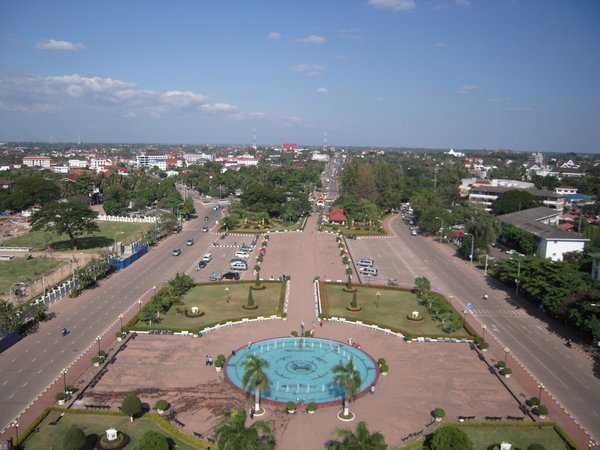 View from the "Arc de Triomphe" in Vientiane
