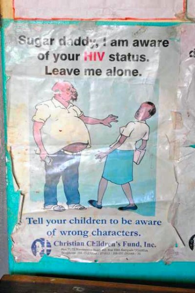 The HIV/AIDS message is pretty blunt here - poster displayed in the primary school office