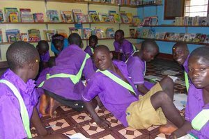 Students in the library at Amagezi
