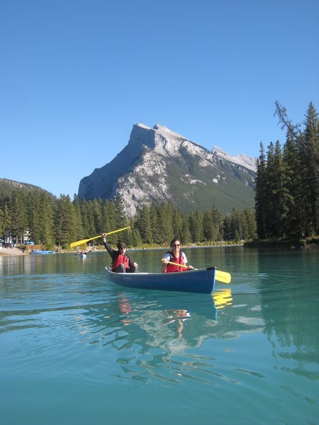 canoeing with Rundel in the background